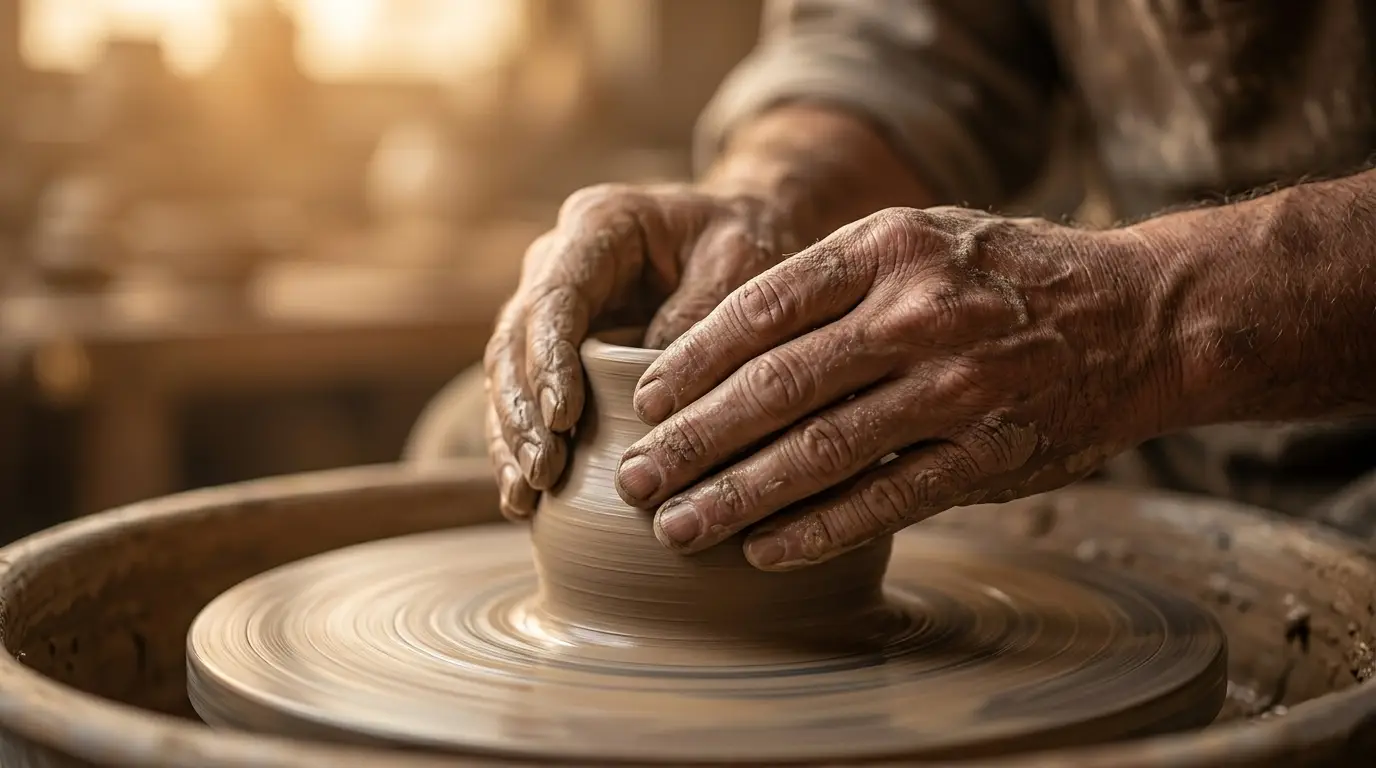 Sporzo creativo, due mani che plasmano l'argilla