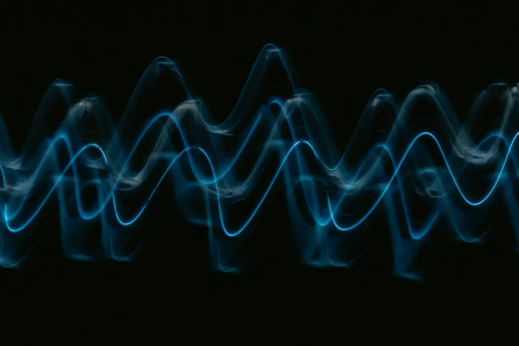 Onda vibrante di luce blu, vibranti armonie